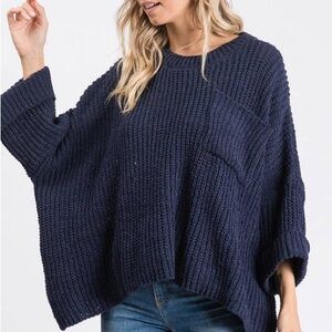 before you with love blue chunky knit sweater one size